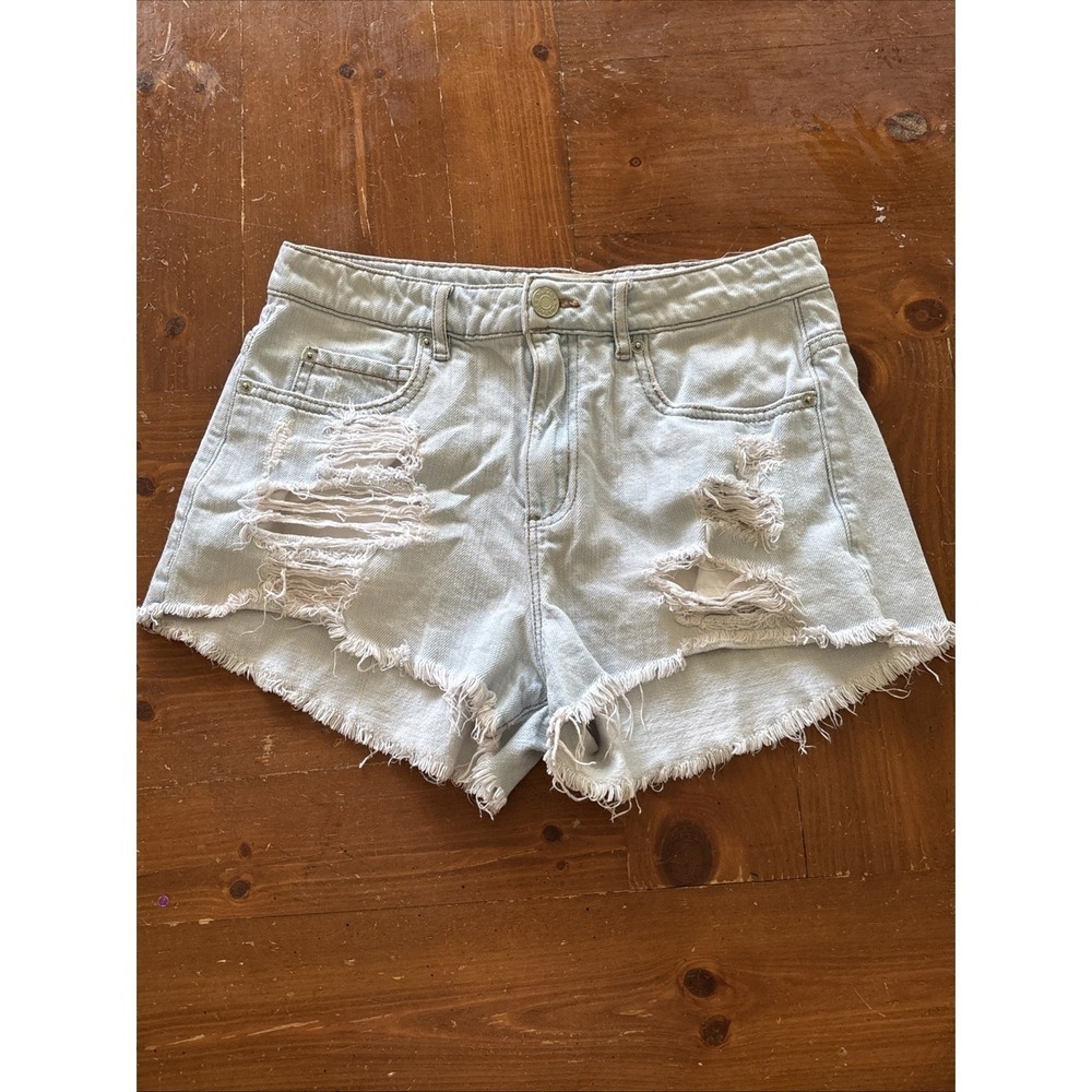 Garage Denim Distressed Festival Shorts Light Blue Size 5